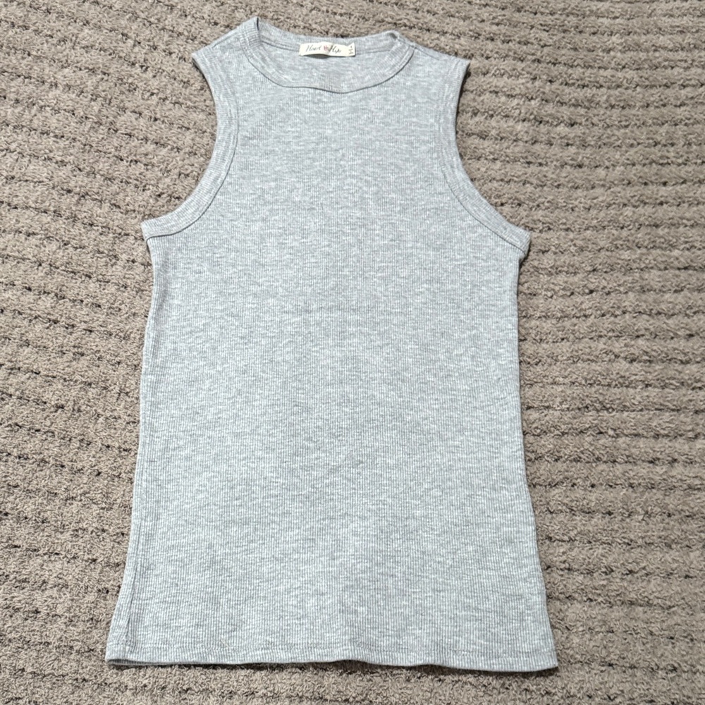 Heart Hips Light Gray Ribbed Tank